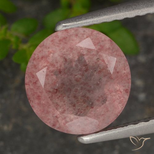 2.00ct طبيعي وردى متوسط كوارتز الفراولة, دائري, نصف شفاف