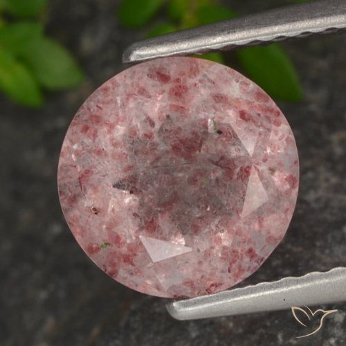 1.89ct طبيعي وردى زهرى كوارتز الفراولة, دائري, نصف شفاف