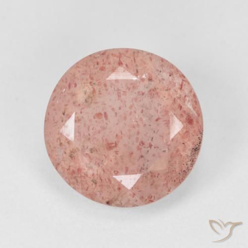 4.43ct طبيعي وردى برتقالى كوارتز الفراولة, دائري, نصف شفاف