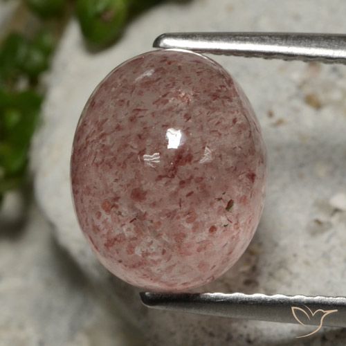 4.01ct طبيعي وردى داكن كوارتز الفراولة, بيضوي, نصف شفاف