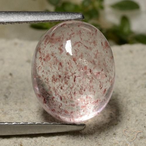 5.09ct طبيعي وردي فاتح كوارتز الفراولة, بيضوي, نصف شفاف