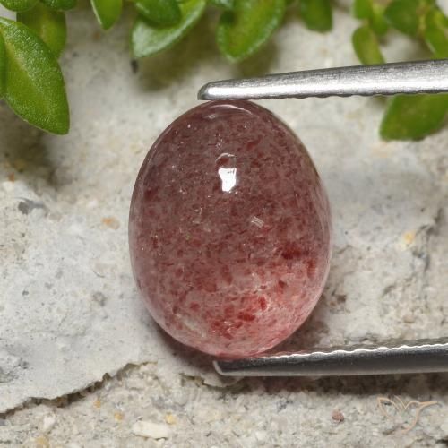 3.50ct طبيعي وردى زهرى كوارتز الفراولة, بيضوي, نصف شفاف
