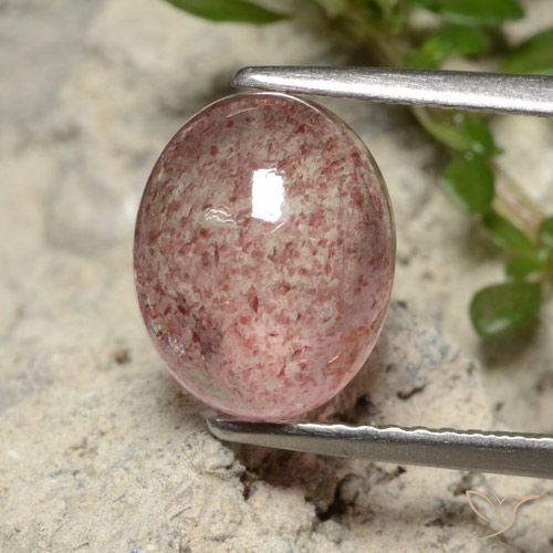 3.93ct طبيعي وردي فاتح كوارتز الفراولة, بيضوي, نصف شفاف