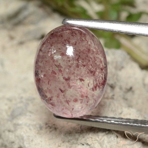 4.09ct طبيعي وردى العلكة فاتح كوارتز الفراولة, بيضوي, نصف شفاف