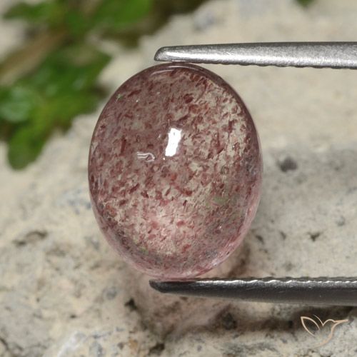 3.36ct طبيعي وردى زهرى كوارتز الفراولة, بيضوي, نصف شفاف