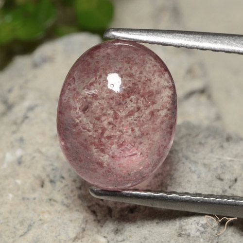 3.20ct طبيعي وردى زهرى كوارتز الفراولة, بيضوي, نصف شفاف
