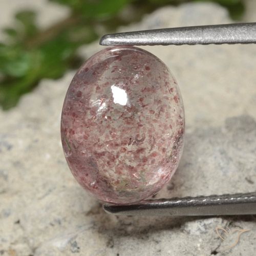 2.94ct طبيعي وردى العلكة غامق كوارتز الفراولة, بيضوي, نصف شفاف