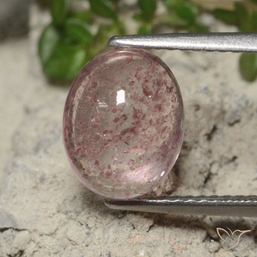 3.34ct طبيعي وردي فاتح كوارتز الفراولة, بيضوي, نصف شفاف