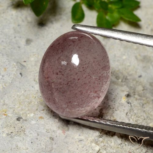 5.04ct طبيعي وردى زهرى كوارتز الفراولة, بيضوي, نصف شفاف