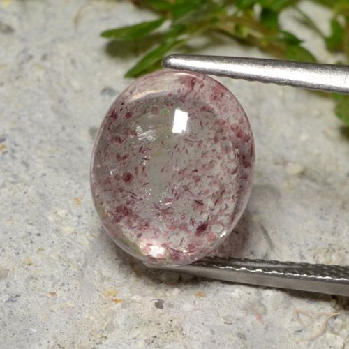 4.09ct طبيعي وردى متوسط كوارتز الفراولة, بيضوي, نصف شفاف