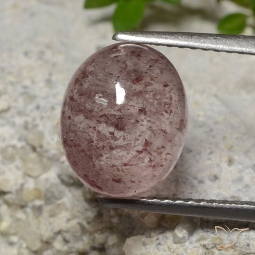 5.07ct طبيعي وردى غامق كوارتز الفراولة, بيضوي, نصف شفاف