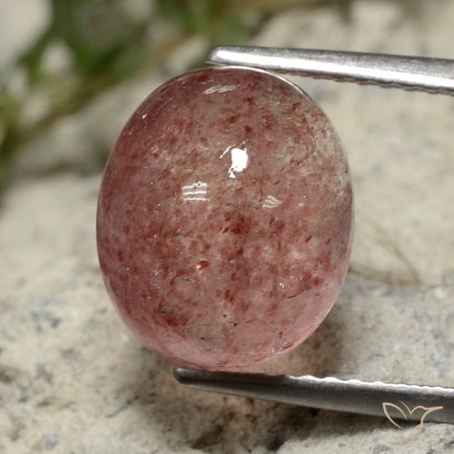 5.34ct طبيعي وردى زهرى كوارتز الفراولة, بيضوي, نصف شفاف
