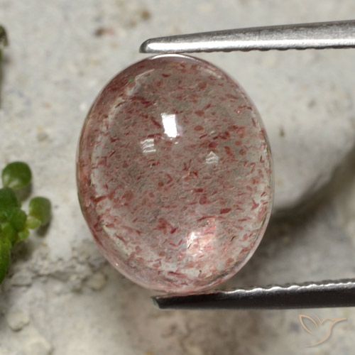 4.57ct طبيعي وردى متوسط كوارتز الفراولة, بيضوي, نصف شفاف