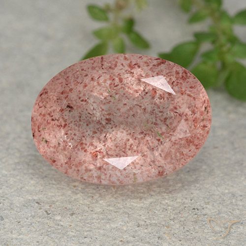 5.83ct طبيعي وردى زهرى كوارتز الفراولة, بيضوي, نصف شفاف