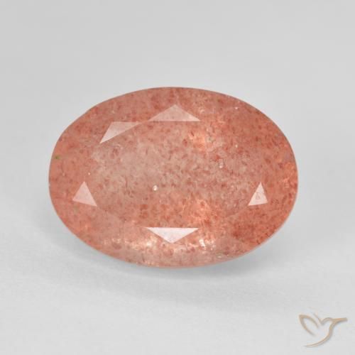 6.41ct طبيعي وردى برتقالى كوارتز الفراولة, بيضوي, نصف شفاف