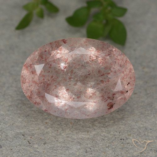 5.91ct طبيعي وردى زهرى غامق كوارتز الفراولة, بيضوي, نصف شفاف