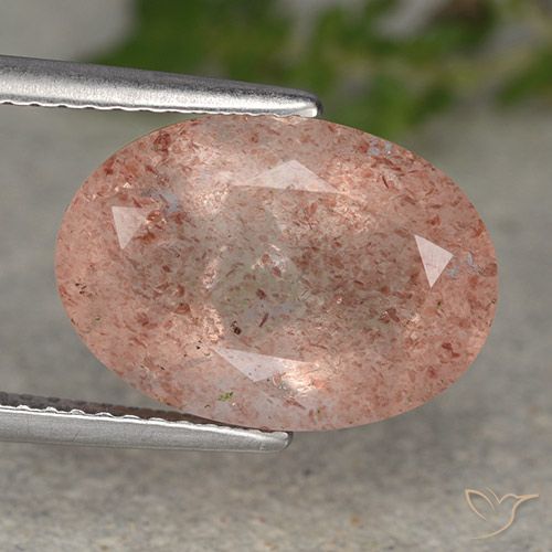 5.70ct طبيعي وردى برتقالى كوارتز الفراولة, بيضوي, نصف شفاف