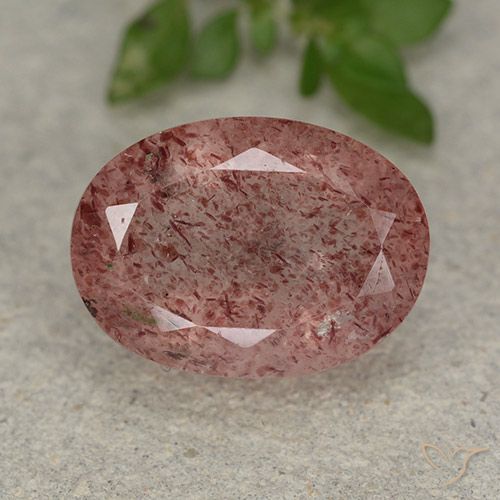 5.89ct طبيعي وردى متوسط كوارتز الفراولة, بيضوي, نصف شفاف