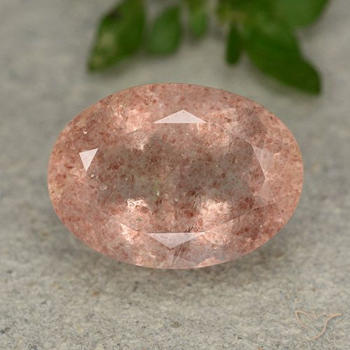 6.41ct طبيعي زهرى خوخى كوارتز الفراولة, بيضوي, نصف شفاف