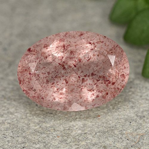 5.17ct طبيعي وردى فاتح-متوسط كوارتز الفراولة, بيضوي, نصف شفاف