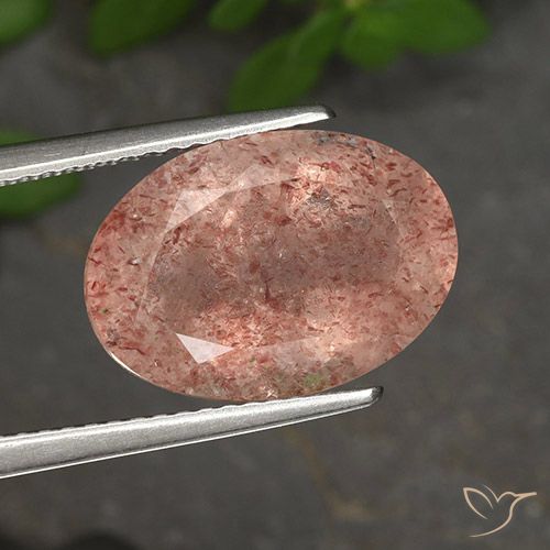 5.61ct طبيعي وردى زهرى كوارتز الفراولة, بيضوي, نصف شفاف