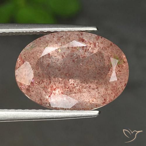5.56ct طبيعي برتقالى خوخى كوارتز الفراولة, بيضوي, نصف شفاف