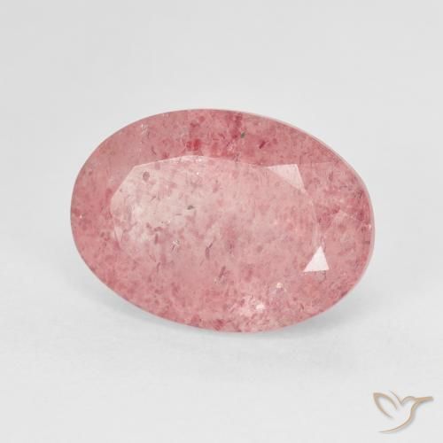 6.39ct طبيعي وردى متوسط كوارتز الفراولة, بيضوي, نصف شفاف