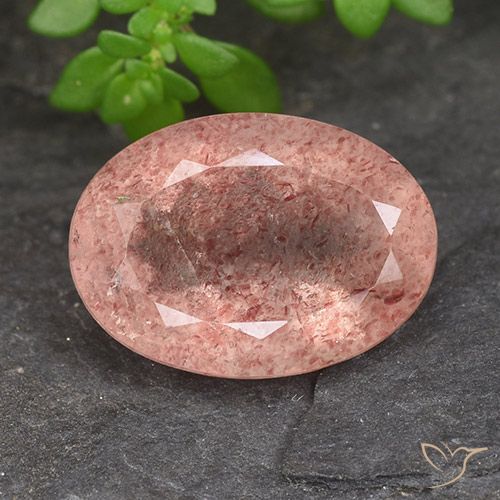 5.96ct طبيعي وردى زهرى كوارتز الفراولة, بيضوي, نصف شفاف