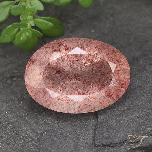 5.14ct طبيعي وردى توت العليق كوارتز الفراولة, بيضوي, نصف شفاف