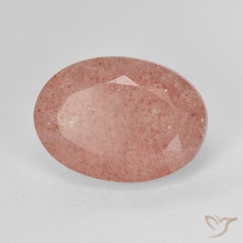 6.68ct طبيعي وردى متوسط كوارتز الفراولة, بيضوي, نصف شفاف