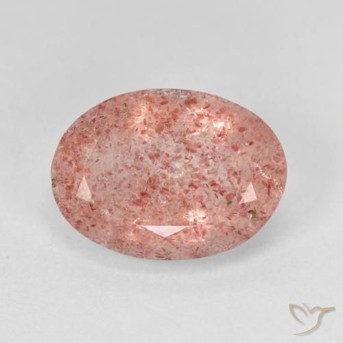 5.36ct طبيعي وردى متوسط كوارتز الفراولة, بيضوي, نصف شفاف