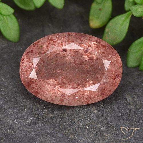 5.52ct طبيعي وردى متوسط كوارتز الفراولة, بيضوي, نصف شفاف