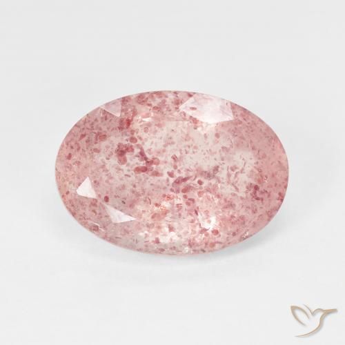 4.96ct طبيعي Pale Red Orange كوارتز الفراولة, بيضوي, نصف شفاف