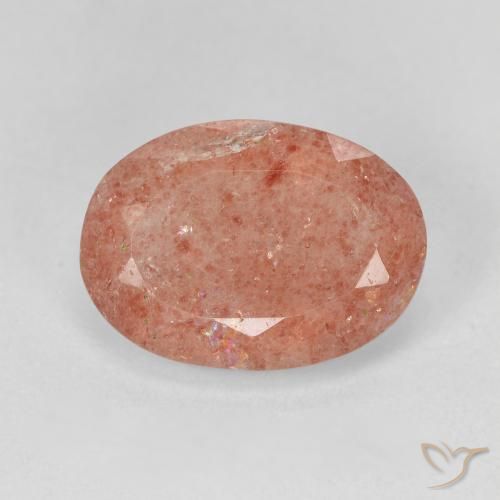 4.70ct طبيعي وردي فاتح كوارتز الفراولة, بيضوي, نصف شفاف
