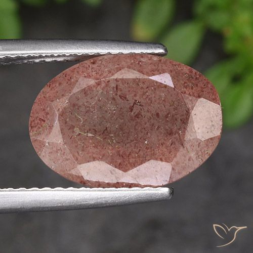 5.50ct طبيعي وردى متوسط كوارتز الفراولة, بيضوي, نصف شفاف