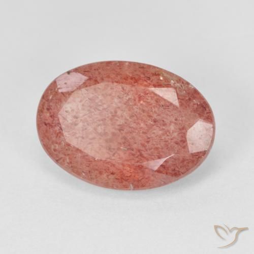 5.16ct طبيعي برتقالى محمر باهت كوارتز الفراولة, بيضوي, نصف شفاف