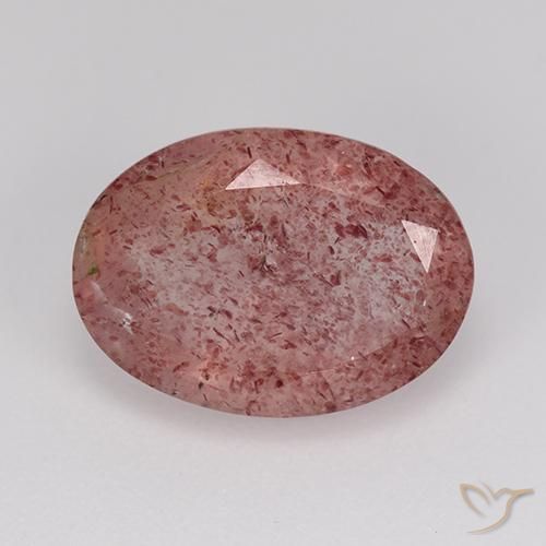5.30ct طبيعي وردى زهرى كوارتز الفراولة, بيضوي, نصف شفاف