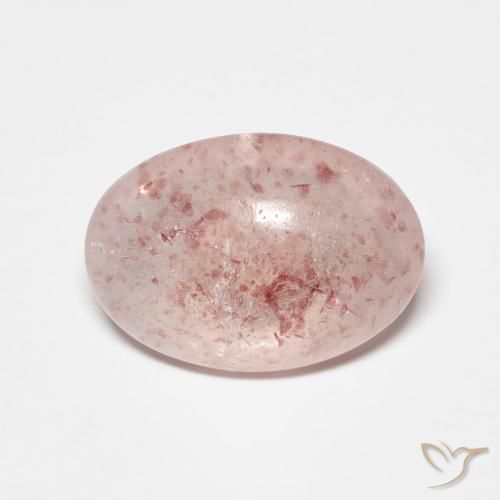 3.32ct طبيعي وردى متوسط كوارتز الفراولة, بيضوي, نصف شفاف