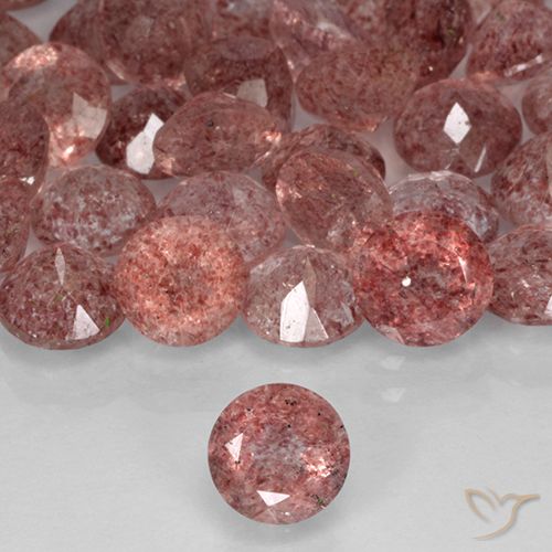 0.78ct طبيعي وردى زهرى كوارتز الفراولة, دائري, نصف شفاف