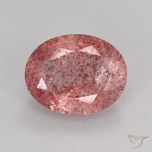3.06ct طبيعي وردى غامق كوارتز الفراولة, بيضوي, نصف شفاف