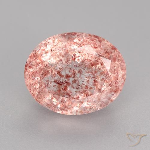 4.27ct طبيعي وردي فاتح كوارتز الفراولة, بيضوي, نصف شفاف