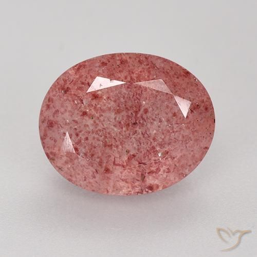 3.83ct طبيعي وردى غامق كوارتز الفراولة, بيضوي, نصف شفاف