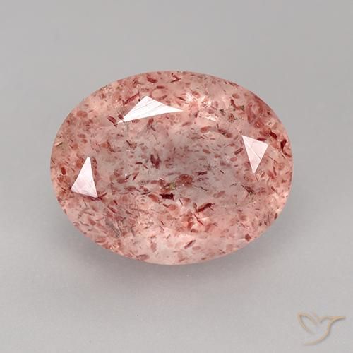 3.86ct طبيعي وردى فاتح-متوسط كوارتز الفراولة, بيضوي, شفاف