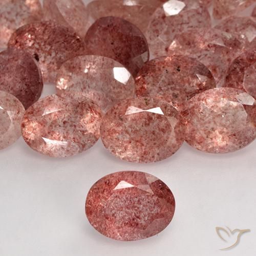 1.73ct طبيعي وردى لامع كوارتز الفراولة, بيضوي, نصف شفاف