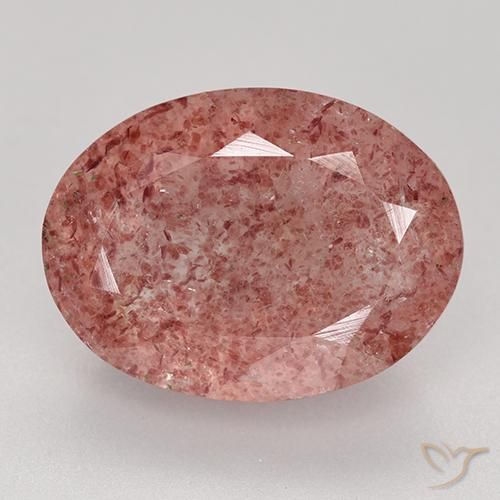 8.83ct طبيعي وردى زهرى كوارتز الفراولة, بيضوي, نصف شفاف