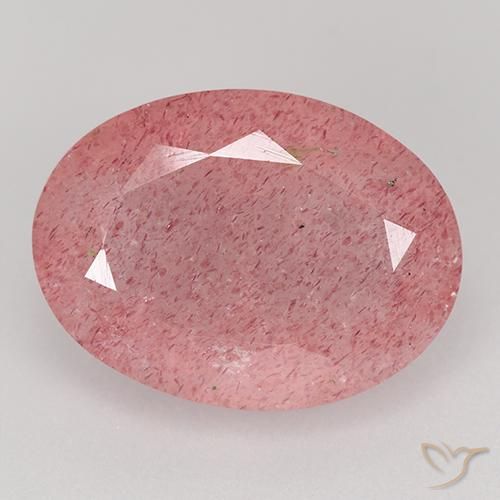 8.40ct طبيعي وردى متوسط كوارتز الفراولة, بيضوي, نصف شفاف