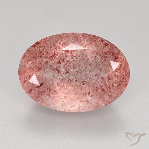 5.77ct طبيعي وردى زهرى فاتح كوارتز الفراولة, بيضوي, نصف شفاف