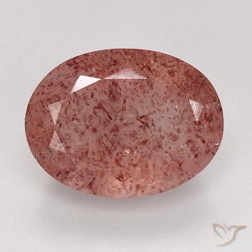 9.22ct طبيعي وردى متوسط كوارتز الفراولة, بيضوي, نصف شفاف