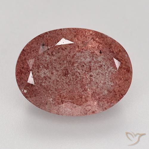 9.31ct طبيعي وردى متوسط كوارتز الفراولة, بيضوي, نصف شفاف