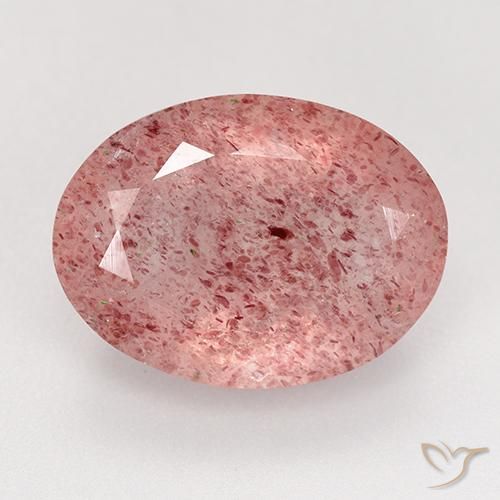 8.34ct طبيعي وردى فاتح-متوسط كوارتز الفراولة, بيضوي, نصف شفاف